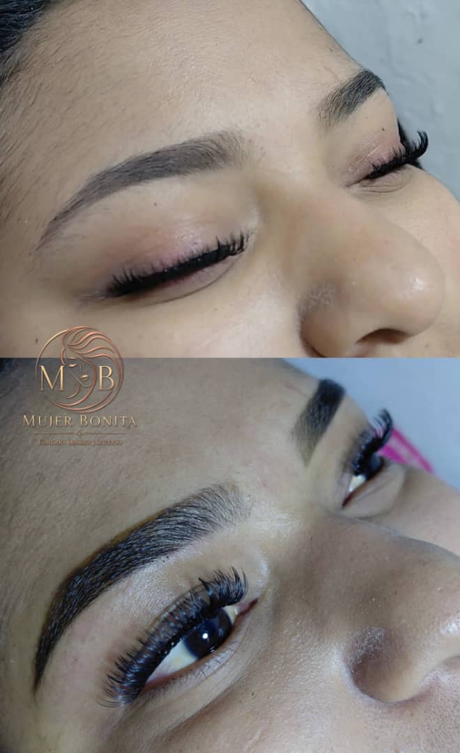 Cejas semipermanentes y pestañas express - Antes y después